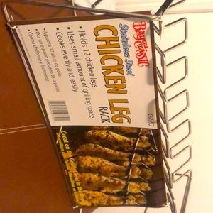 Grilling accessory: Space saving Stainless chicken leg rack for grill